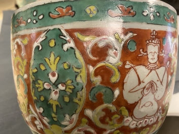 A large Chinese 'Bencharong' bowl and cover for the Thai market, mid 18th C.